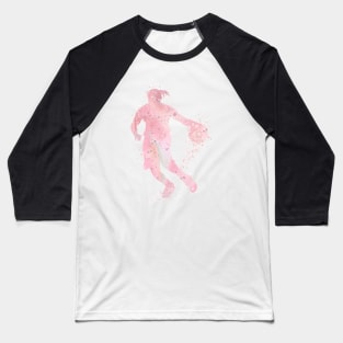 Basketball Dribble Sport Girl Watercolor Baseball T-Shirt